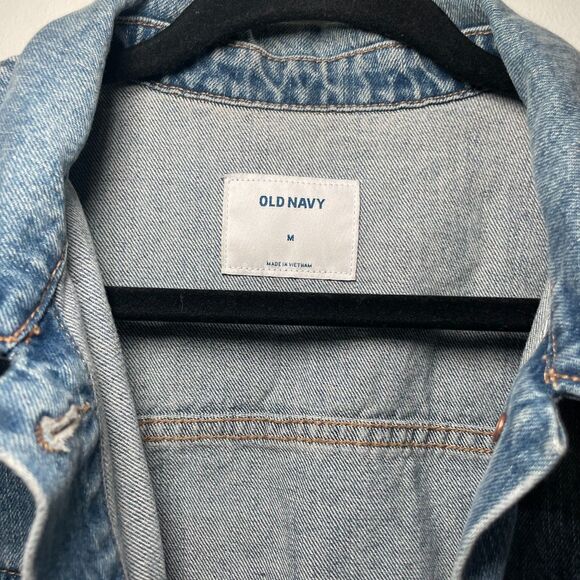 OLD NAVY Cropped Denim Light Wash Jean Jacket Festival Cowgirl‎ Rock Ladies M - Picture 3 of 4
